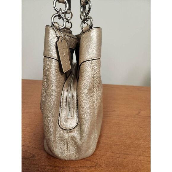 Coach Brand Lexy Mushroom #F38879 Genuine Pebble Leather Shoulder Satchel - Picture 6 of 10